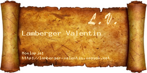 Lamberger Valentin névjegykártya